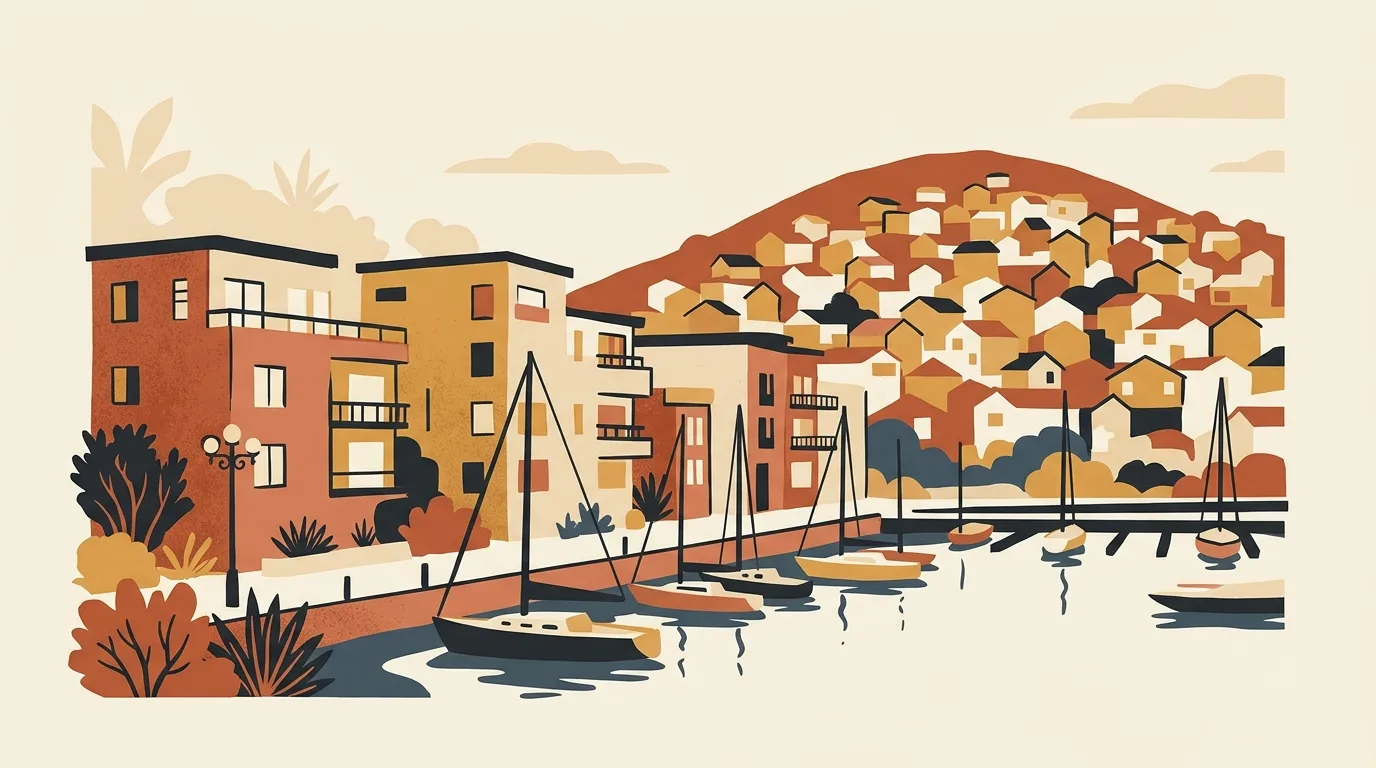 Editorial illustration of a move in Rose Bay, Sydney's Eastern Suburbs